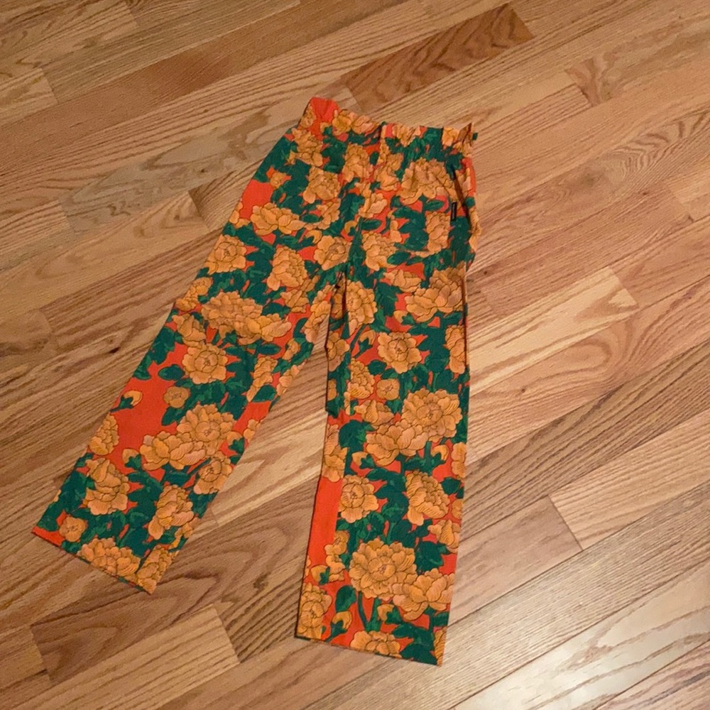 PEONIES WOVEN PAPER BAG TROUSERS by Mini Rodini